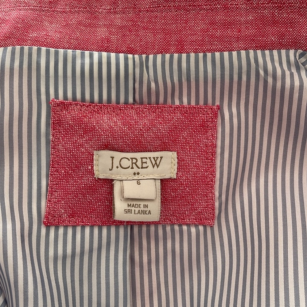 J.Crew Pink Linen Cotton Blazer Tailored Classic Fit Size 6 - Picture 5 of 16